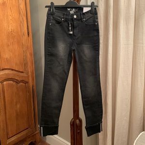 White House Black Market Ebony Slim Jeans with Embellished Cuffs